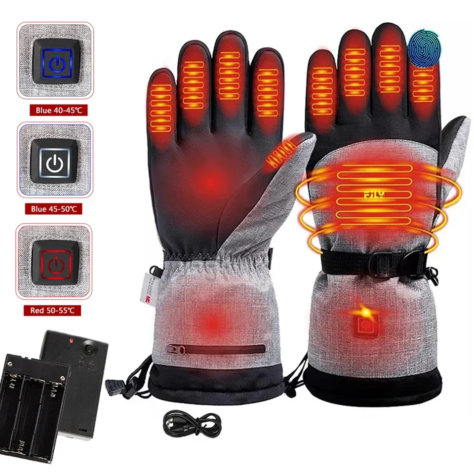 Gants de chauffage d'hiver écran tactile 3, m coton gants thermiques électriques pour le snowboard étanche moto ski extérieur