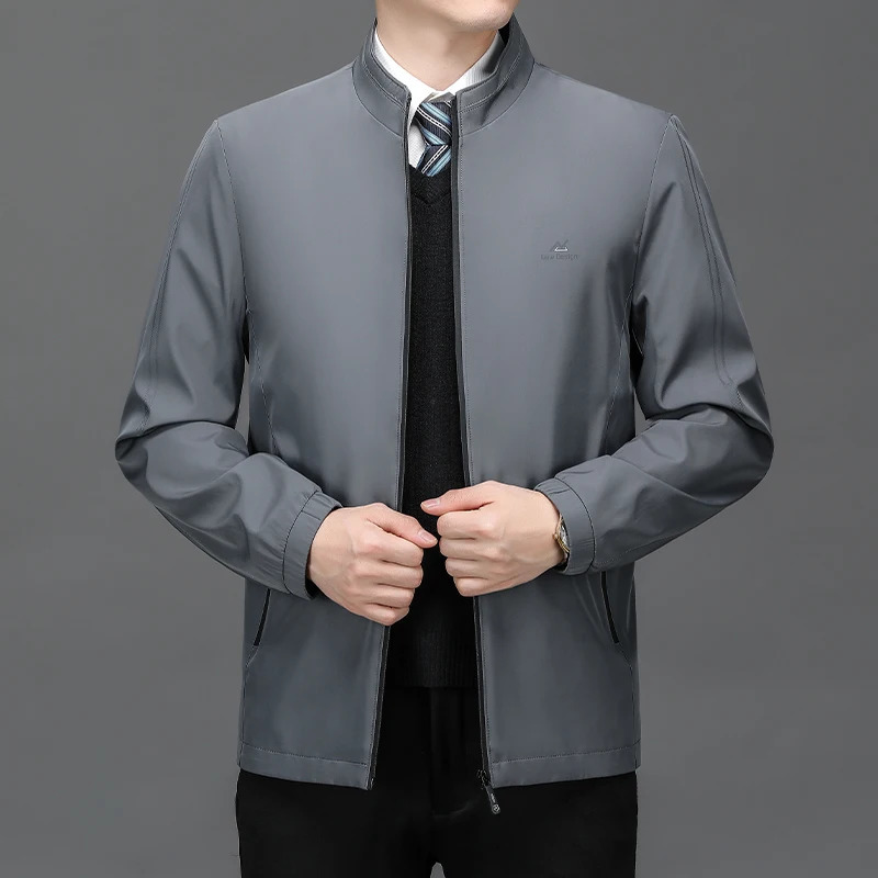 Needlesnoah mens bomber jacket ultra-thin business jacket outerwear spring autumn casual jacket solid color stand up collar mens jacket 241009