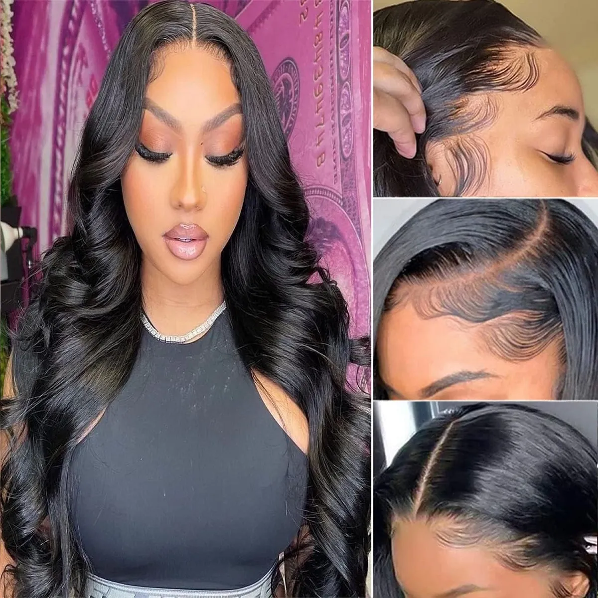 European, American and African women's wig 13 6 front lace wig in large waves black long curly hair headcover-image-1025806020