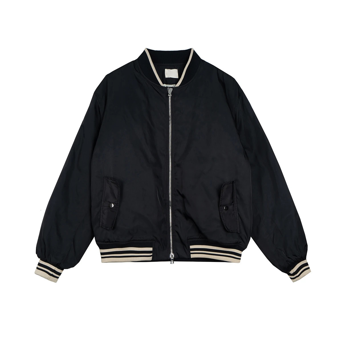 Solid color back zipper streetwear nylon cotton jacket mens winter stand collar thick coat windproof bomber jacket 241007