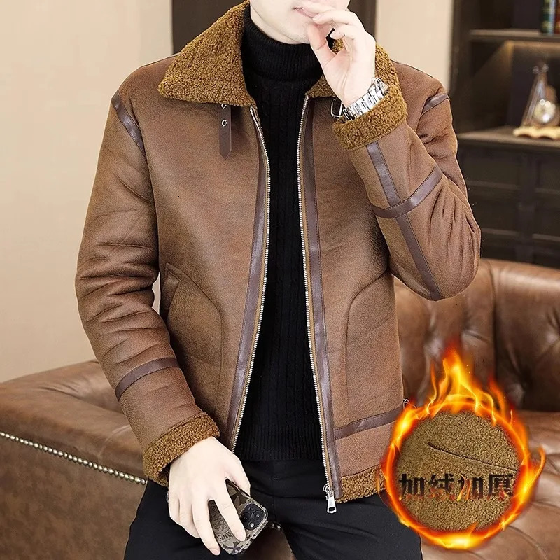 Veste en cuir de moto d'hiver Mentes plus en velours coussin chaud en cuir intégré veste en cuir décontracté manteau m-3xl 241010