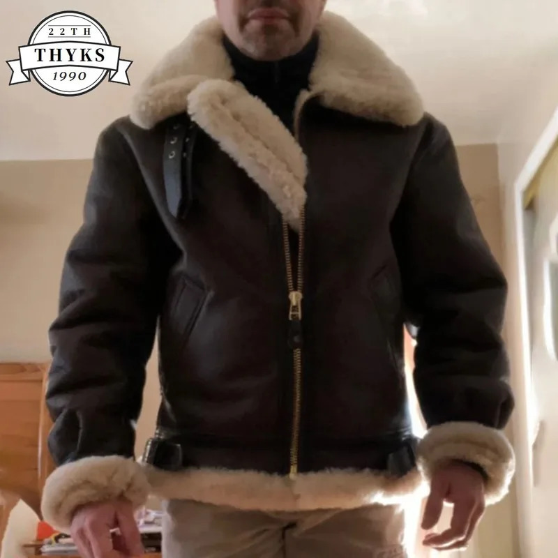 retro leather jacket mens casual zipper thickened warm fur integrated Parkas jacket outdoor Pilot PU jacket autumn 5XL 241010