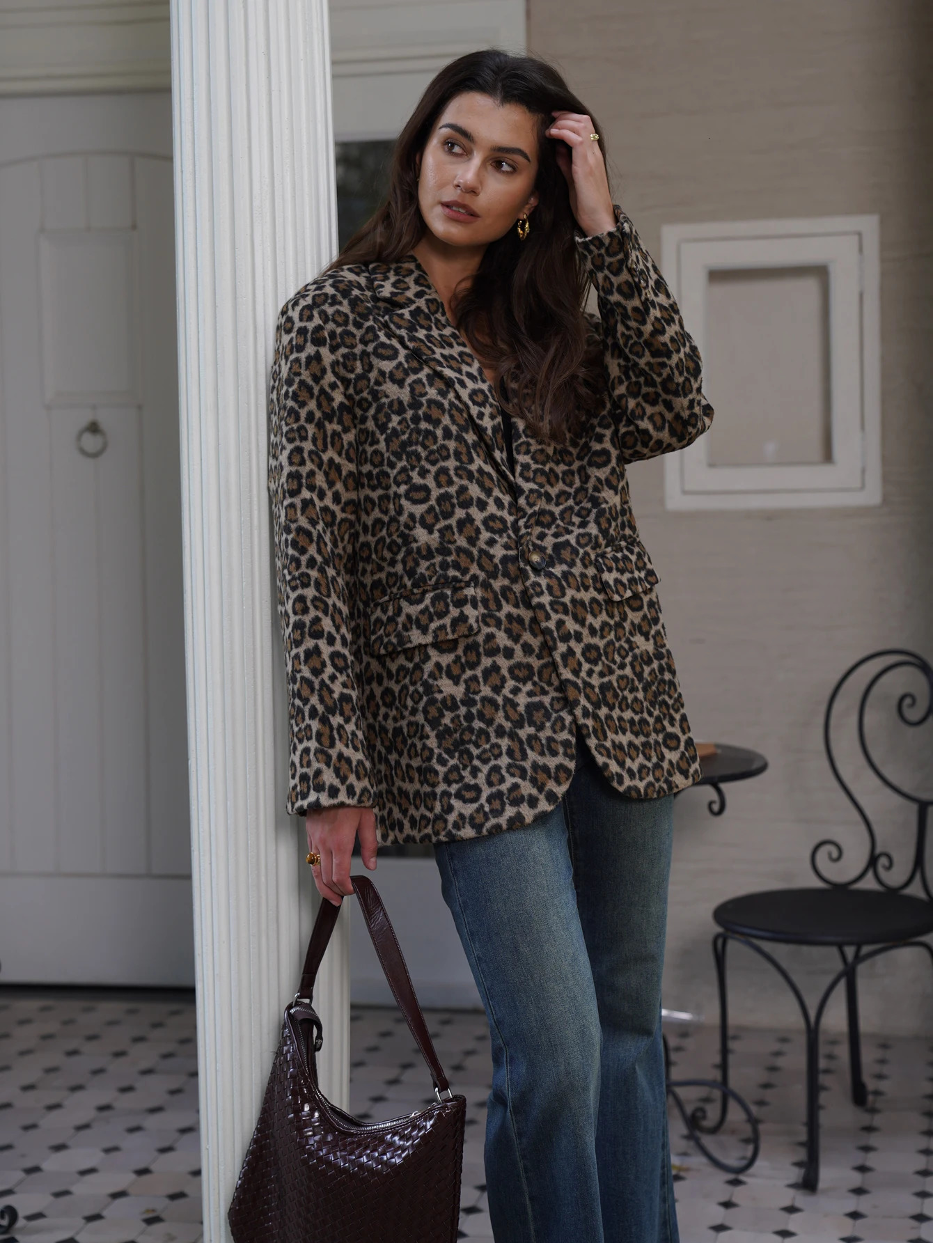 2024 Fall Autumn Winter Women Fashion Basic Leopard Jacket Blazer 241007Z