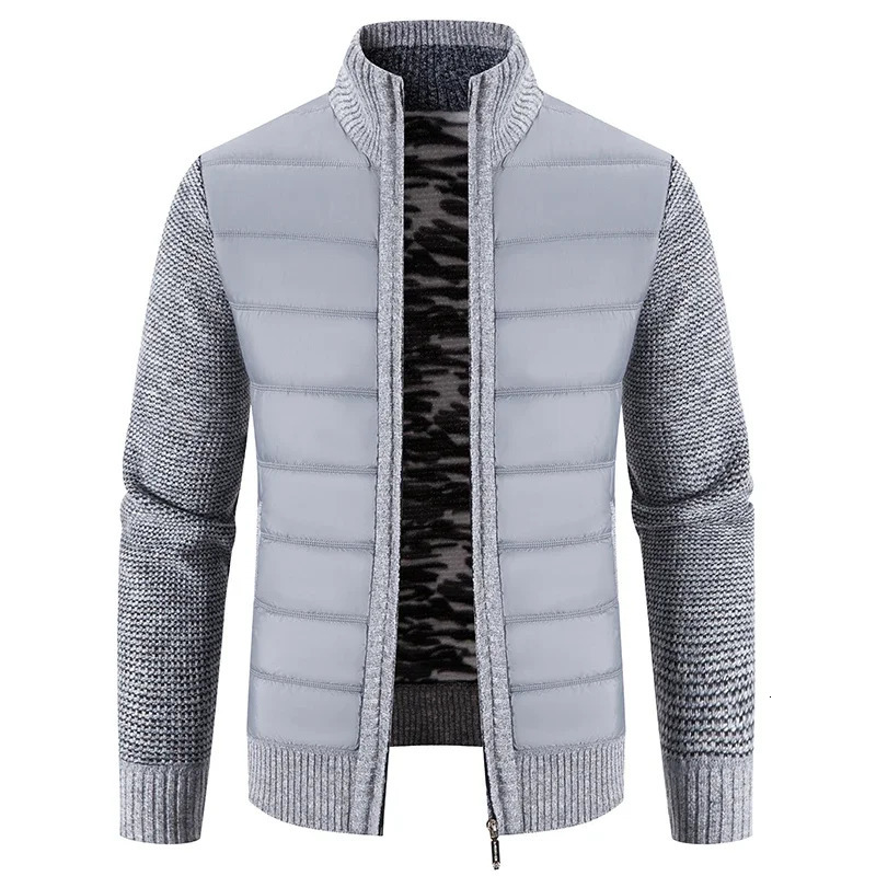 Mens winter sportswear cardigan jacket high-quality mens stand up collar casual cardigan ultra-thin fit sweater size 3XL 241009