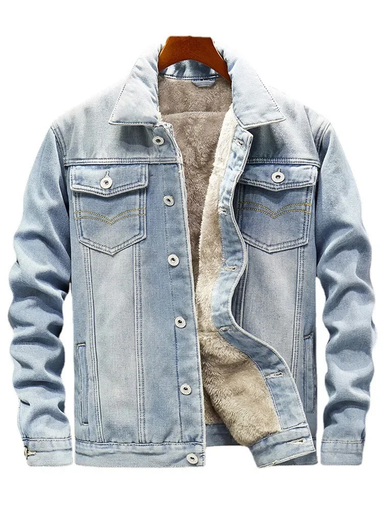 Multi style travel and shopping denim jacket for autumn and winter fashionable thick casual ultra-thin denim jacket 6XL 241009