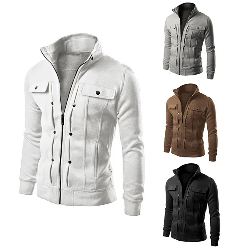 mens casual jacket stand up zipper sweatshirt spring and autumn cardigan mens coat outdoor travel suit 241007