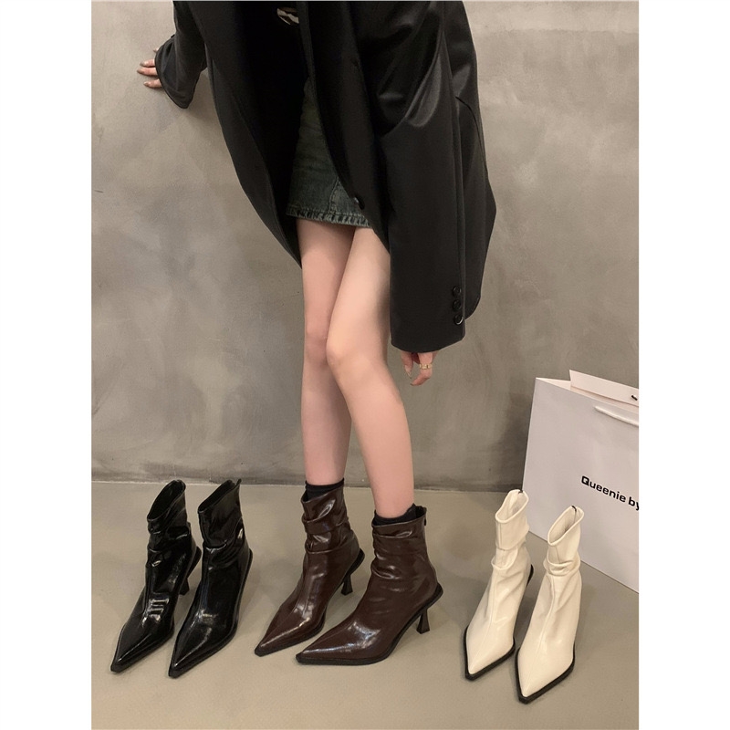 Autumn Women's Trouser boots Korean version Casual Style Minimalist style Chunky Heel Comfortable Triple Black