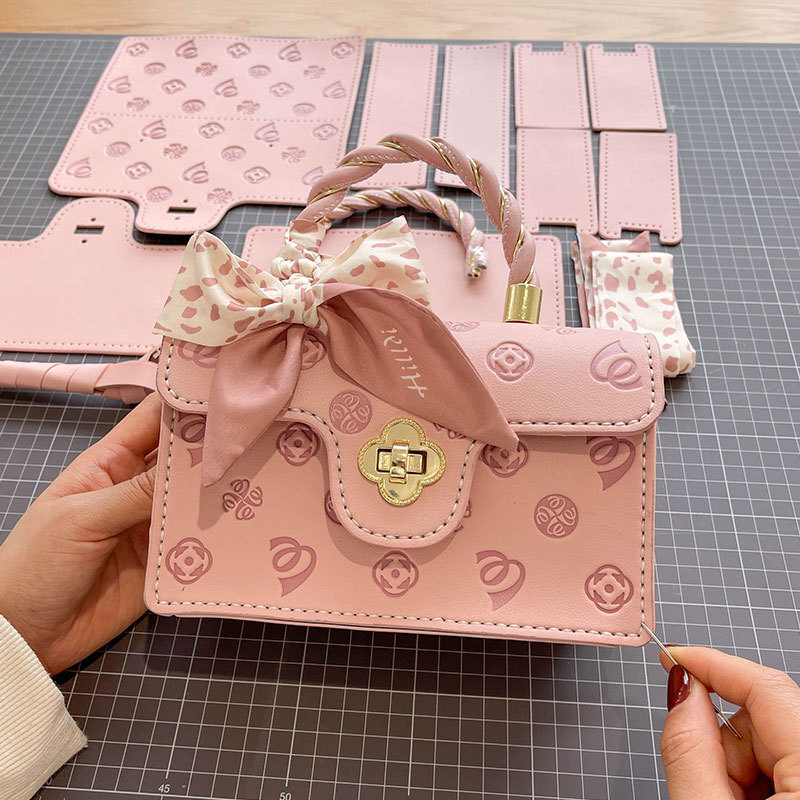 new model New Designer Bag Hand Woven DIY Material Sewing Homemade trend Small Square Hand wrap Woven Cherry leisure Blossom Crossbody Bag as a Gift