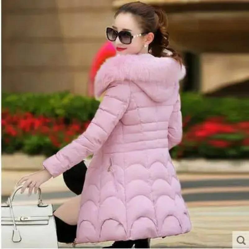 2024 Winter Jacket Womens Parka Fashion Jacket Wool Lined Hooded Parkas Ultra Thin with Fur Collar Warm Chiffon Lining QY159 241010