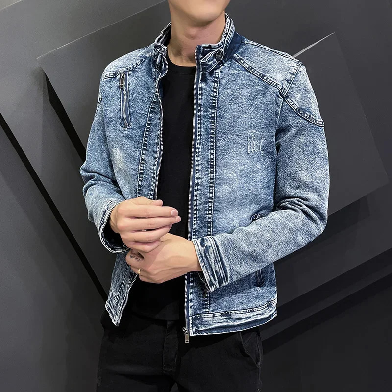 Winter Mens Jeans Jacket Warm Denim Jacket Mens Retro Ultra Thin Zipper Wool Lining Thick Denim Jacket 241009