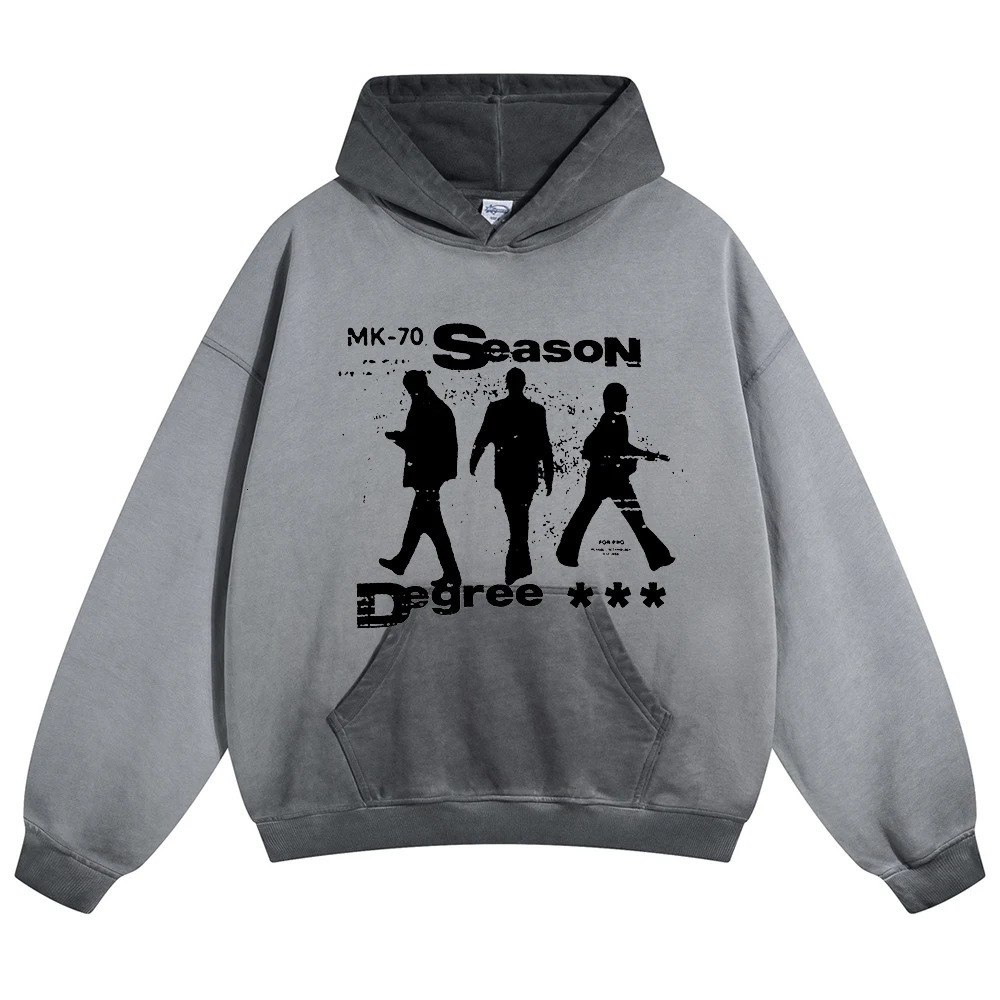 Mens kimchi cotton hooded sweatshirt Harajuku street dress shadow pattern DTG printed hooded sweatshirt oversized 2025 autumn and winter warmth 2
