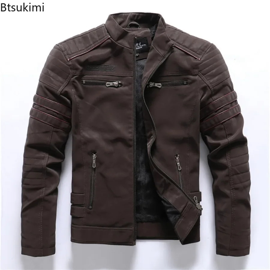 Pilot jacket mens PU jacket fashionable casual stand up collar motorcycle jacket trend mens embroidered windproof warm leather jacket 241010