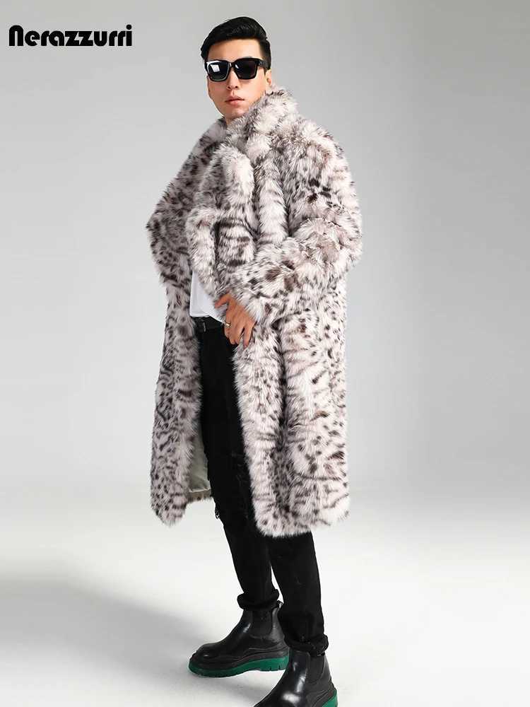 Sapphire winter super color multi-color thick fluffy faux fur coat for mens luxury designer European clothing W241009