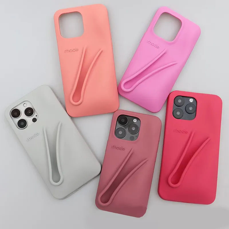 rhode Lipstick Portable phone Case Design Lip Gloss Lipstick Lip Balm 3D Make-Up Silicone Soft Phone Cases for iPhone 16 16promax 15 14 plus 13 12 1