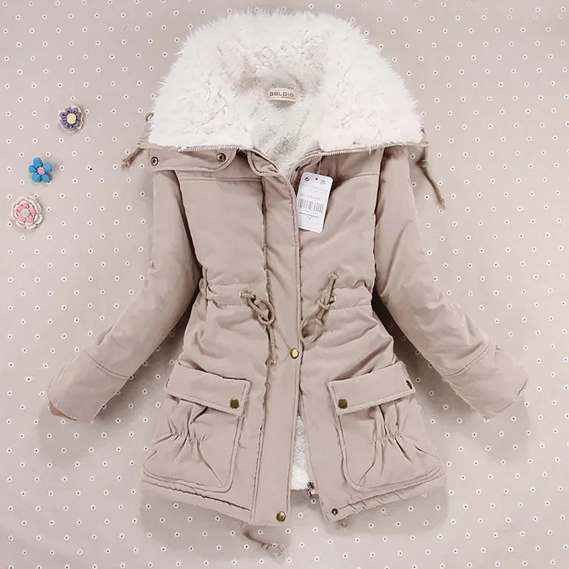 Womens winter jacket thick hooded long coat womens coat ultra-thin suitable for hair collar cotton pad womens coat 241010