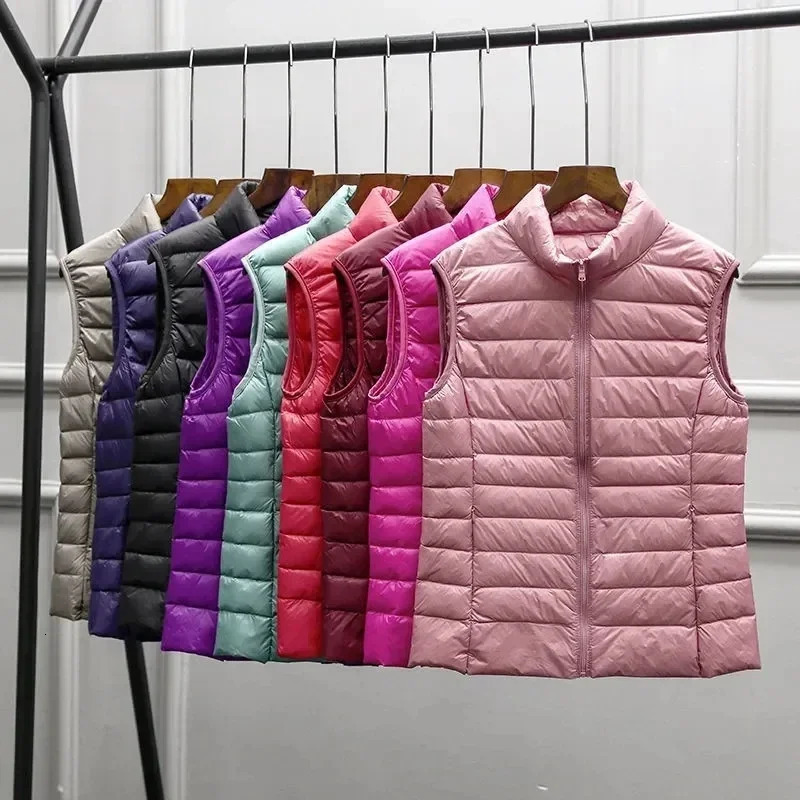 Ultralight Down Vest Women Sleeveless Jacket Female White Duck Down Waistcoat Female Warm Puffer Jacket Outwear Vests 241008