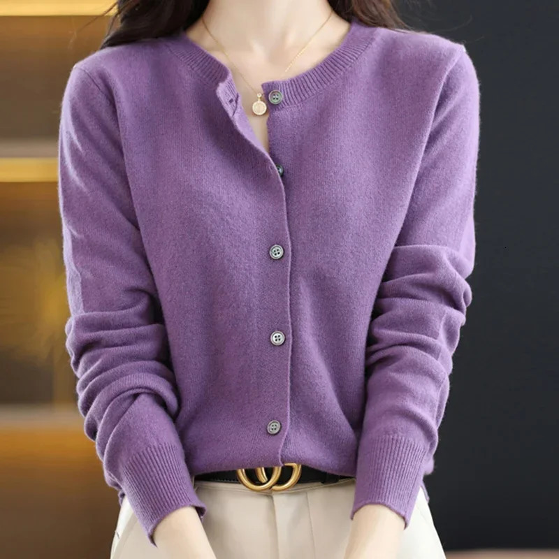 Pull d'automne Fashion Fashion Orange Purple Gris TricoT Tricote Top Womens Cardigan Pull Pullat Sac décontracté Pull à manches longues Robe à ma