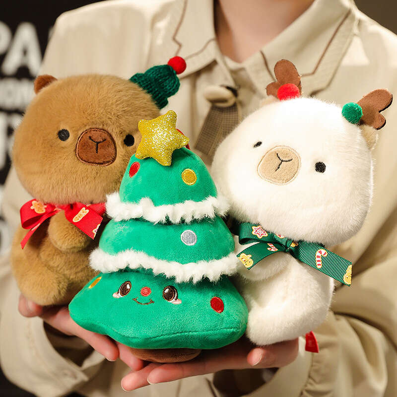 Capibala créatif Santa Elk bonhomme de neige arbre de noël en peluche jouet pomme tissu décoratif poupée vacances affichage cadeau