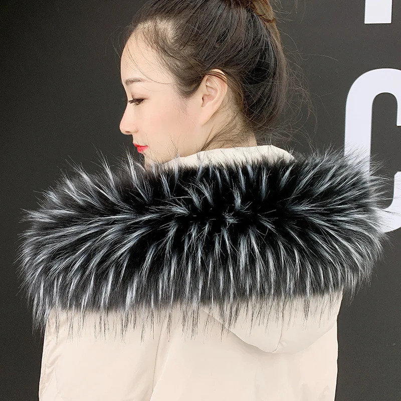 Artificial Raccoon Fur Scarf Winter Hoodie Fur Decorative Shawl Multi Color Fake Fur Scarf Winter Coat Fur Collar Cachecol Womens 241011