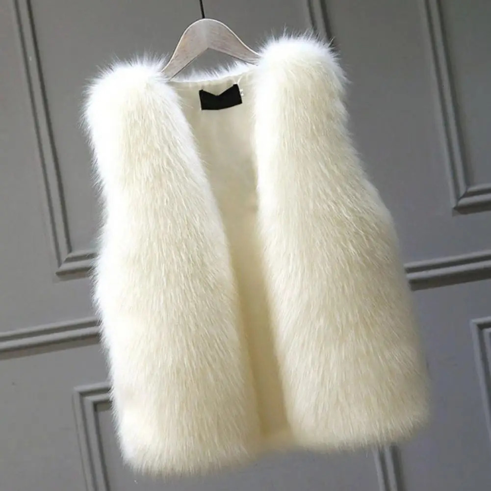 Winter Female Fox Fur Vest Coat Winter Warm White Black Gray Fur Vest Jacket Large Size 2XL Sleeveless Coat 241008