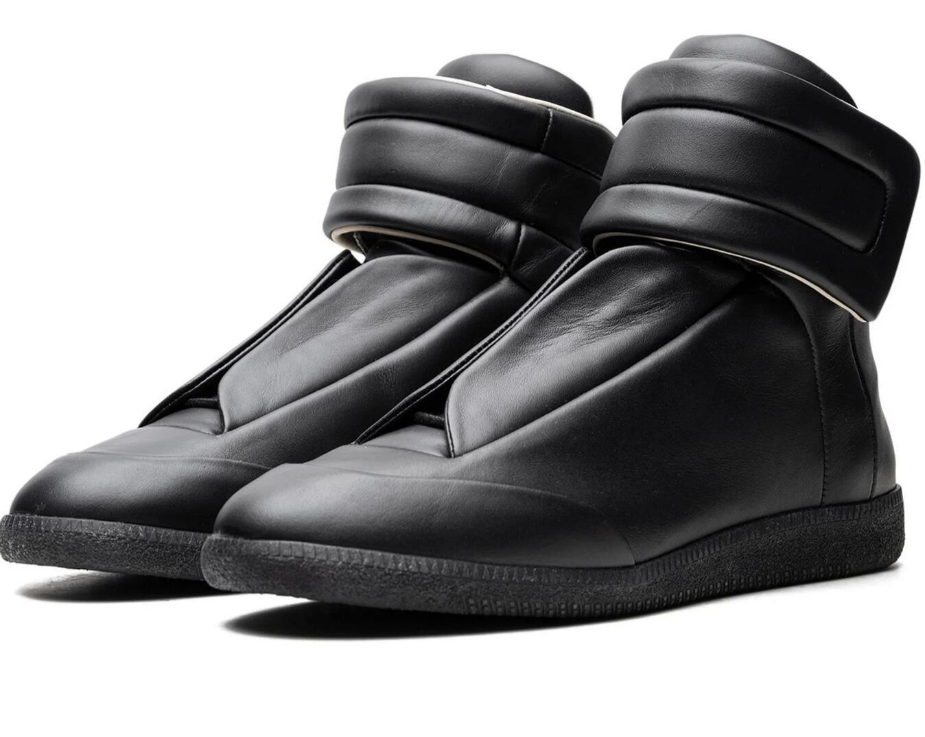 Luxe Future baskets montantes chaussures avant fermeture à sangle tactile en cuir bout rond chaussures réfléchissantes espace formateurs EU38-46