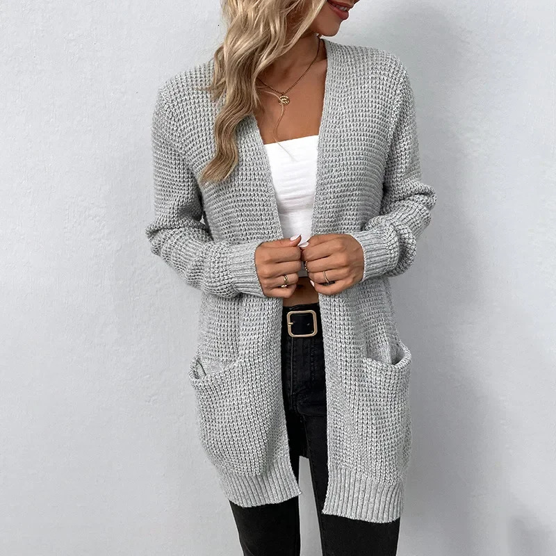 Laxsesu veste de pull pour femmes automne tricot tricot extra large pull en laine ouverte femme à manches longues pull décontracté 240930