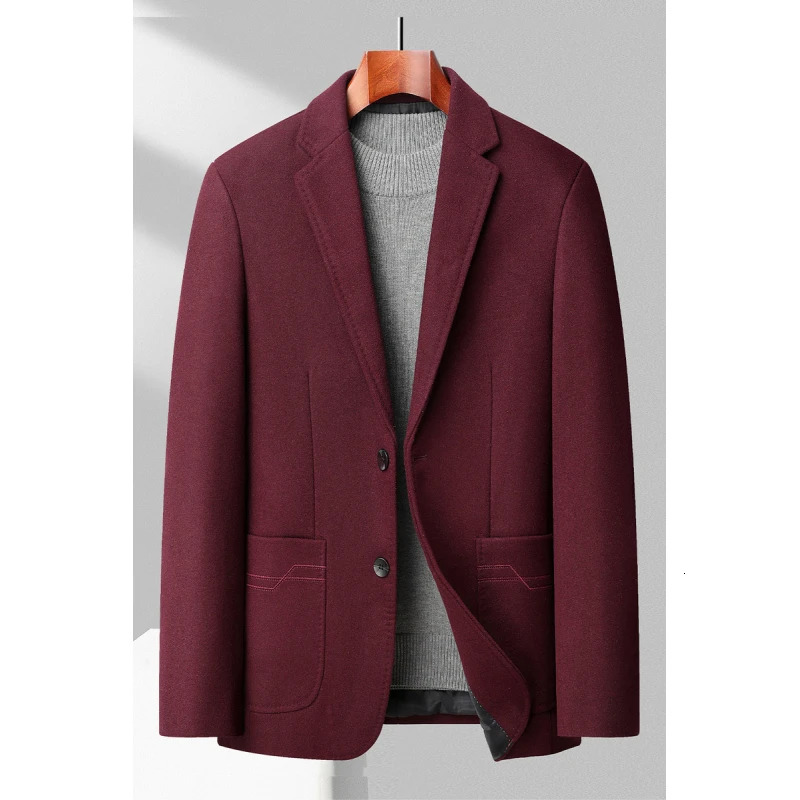 high-quality fashionable mens clothing for autumn handsome business casual wool suit mens jacket slim fit polyester fiber 241007