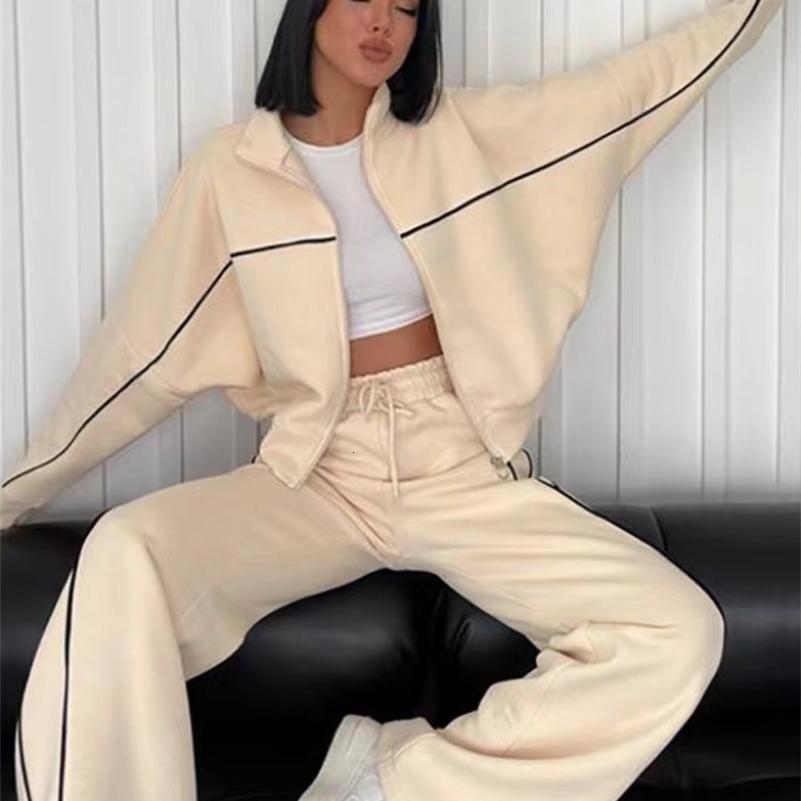 2024 Ensemble décontracté à mi-col moitié haut cardigan pull en lacet de pantalon rayé
