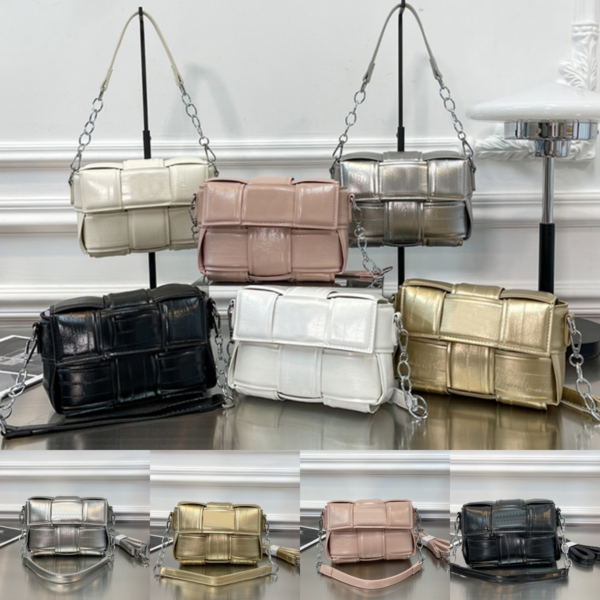 hobo Woven bag pillow Bags Luxury Designer Brand Fashion Shoulder Handbags Women Thread chains Bag Clutch Purse Cross body totes Artwork wallets