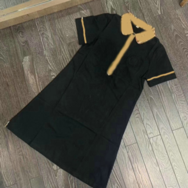 Women Casual Dresses Classic Knit Dress Fashion Letter Pattern Summer Short Sleeve High Quality Womens Clothing-image-760395263