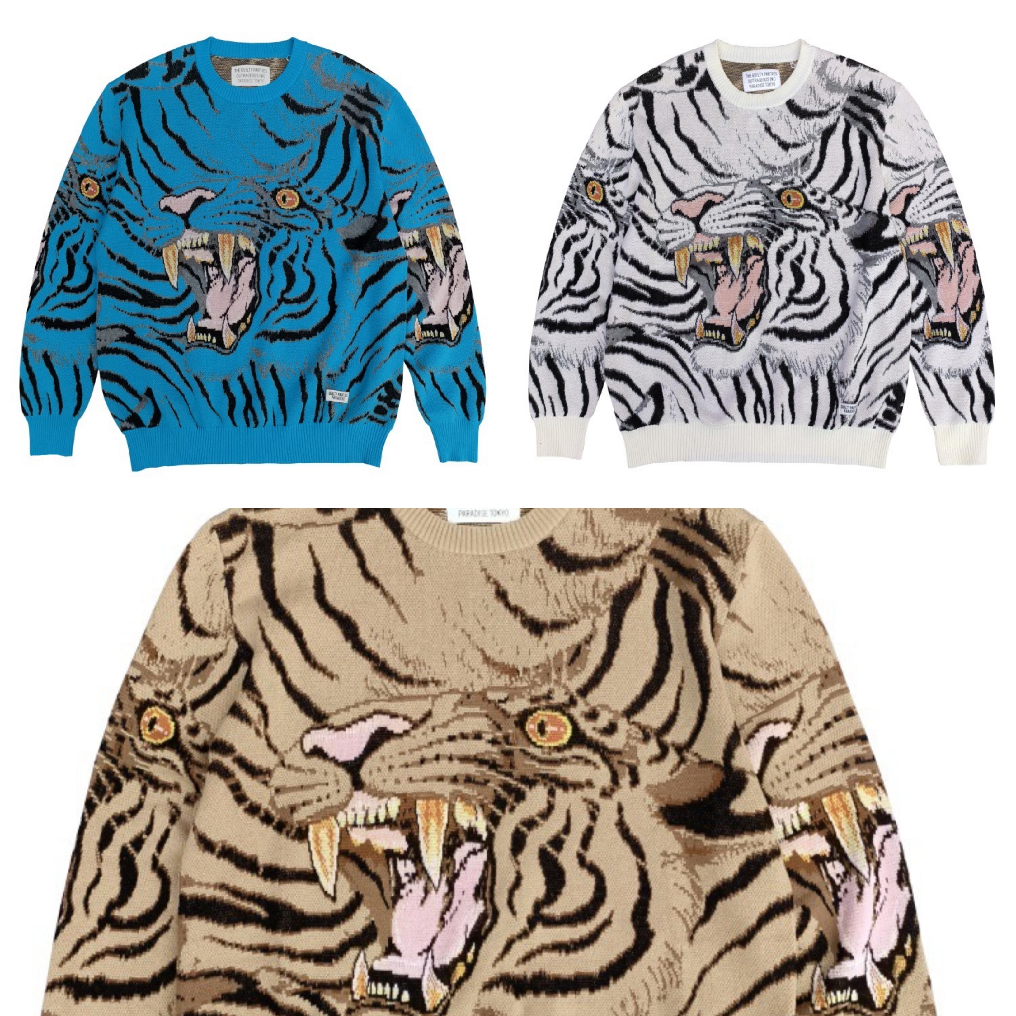 GUILTYPARTIES TIGER New TIMLEH tiger totem pure cotton yarn round neck knitted sweater designer sweater women designer sweater