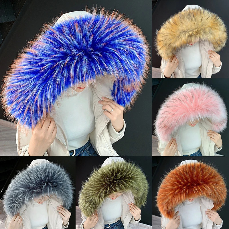 2024 Womens Artificial Fur Collar Winter Warm Fur Collar Shawl Packaging Childrens Down Jacket Hat Decoration Fur Collar Detachable 241011