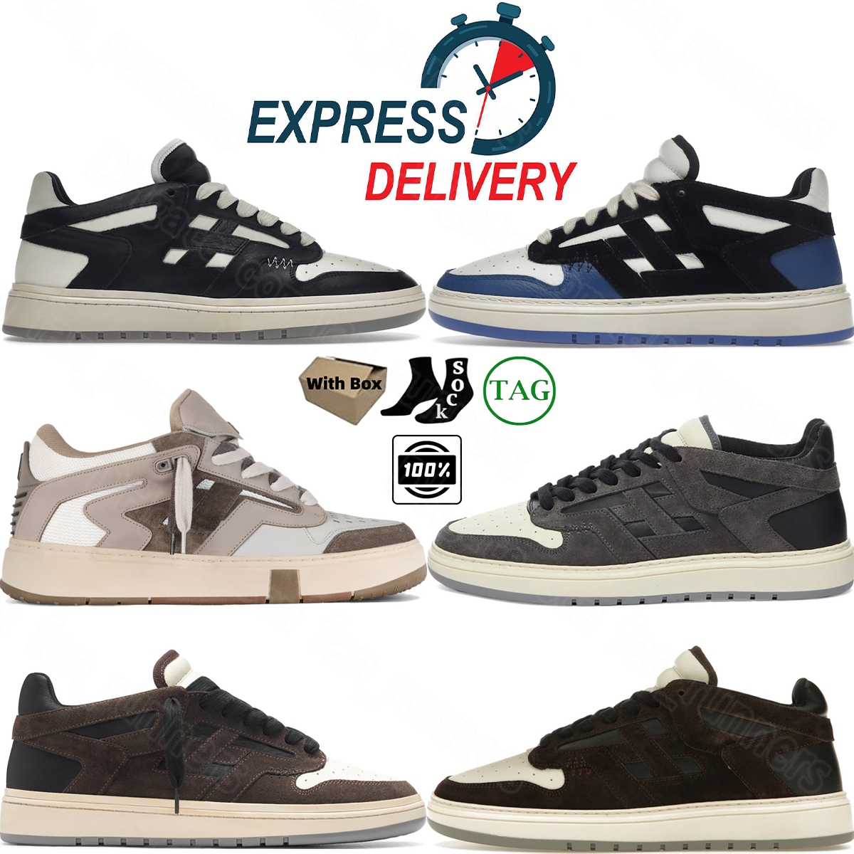 Designer Reptor Low Sneakers for Men Womens Fashion Leather Casual Shoes Black Vintage White Notes Cobalt Blue Brown Grey Outdoor Sports Trainers Re