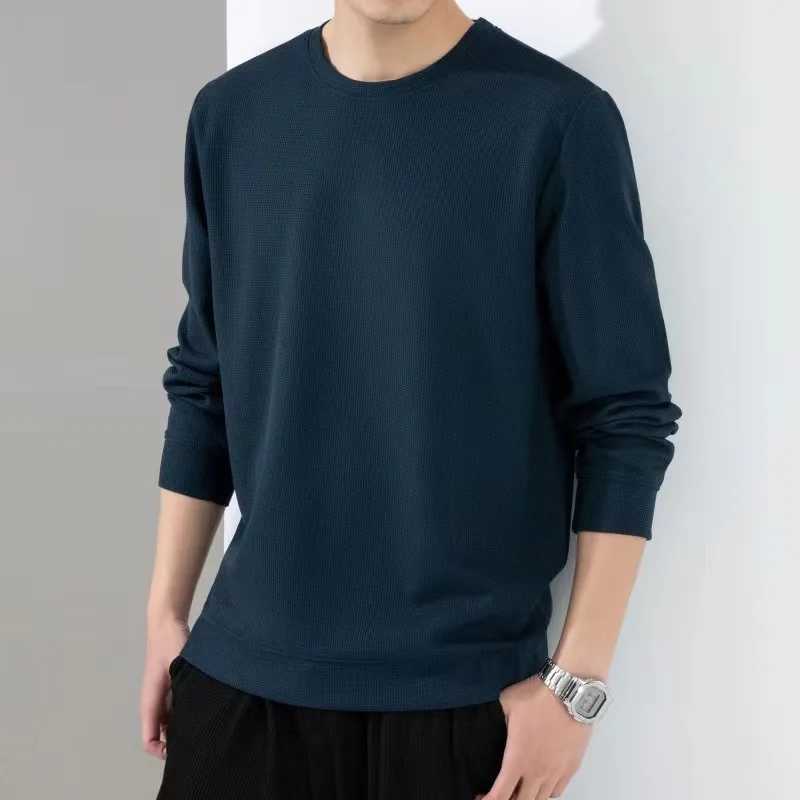 Autumn Winter Harajuku Waffle T Shirt Men Oversized Casual T-Shirts Long Sleeve Shirts Man O Neck Fashion Top Tees Male Clothes LX241109