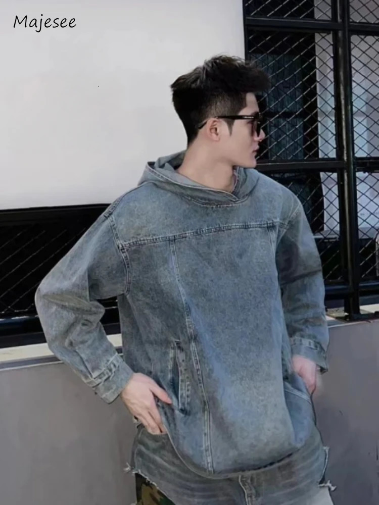 Cowboy hoodie mens solid fashion casual spring and summer daily patchwork street clothing American style couple all-around competition young 2410