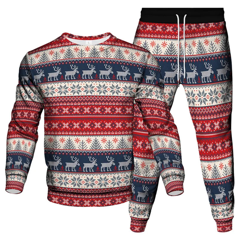 Vêtements de Noël Ensemble pour le printemps et l'été Fashion 3D Impression de mode de jogging de sports décontractés 2 ensembles 241008