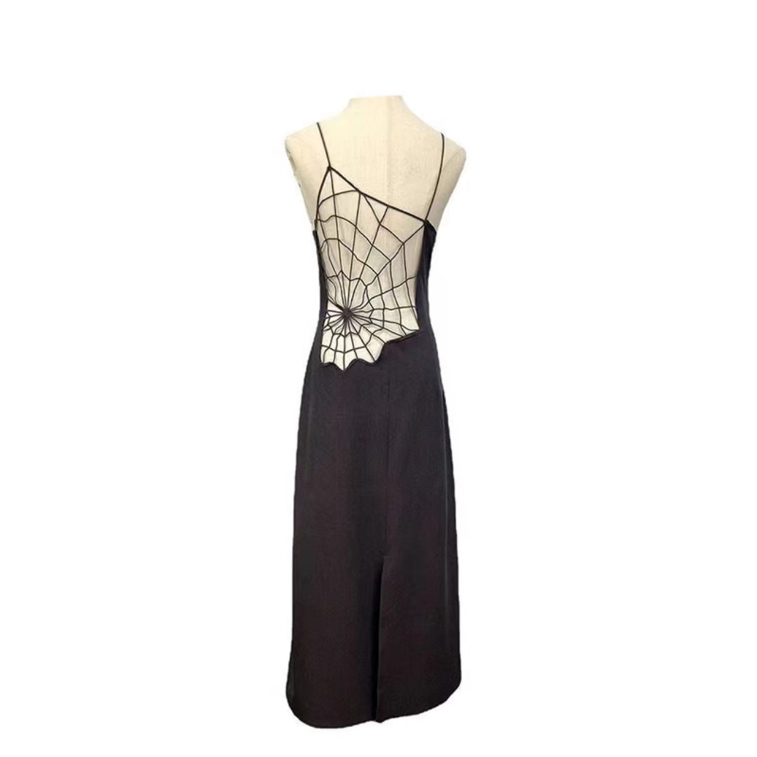 Robe de robe de femme de créateur sans bretelles, robe longue araignée à dos et araignée éloignée féminine robe longue creux, couleur unie, robe