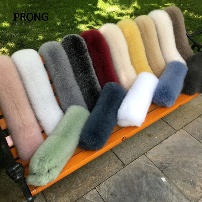 Fox fur collar womens down jacket hat decoration fur collar 100% real fur hat strip winter warm fluffy fur scarf shawl 241011