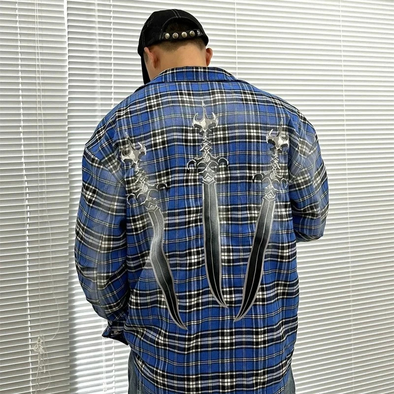 Club Thug Club de haute qualité Street Retro Plain Flannel Shirt décontracté veste à mode surdimensionnée Style coréen 241008