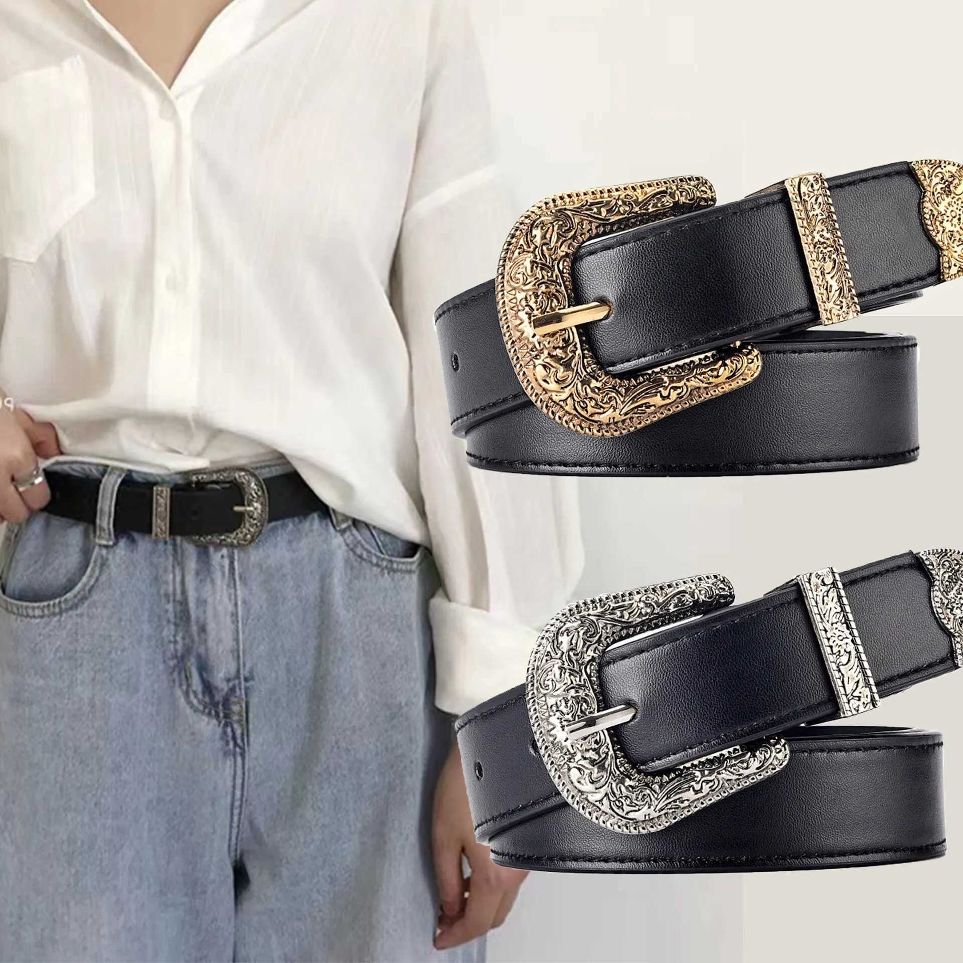 Women'S Belt Vintage Carved Needle Buckle Men'S Belt Punk Hip Hop Rock Style Jeans Belt Y2K Belt PU Leather Belt Cheap Belt S261017DRA4