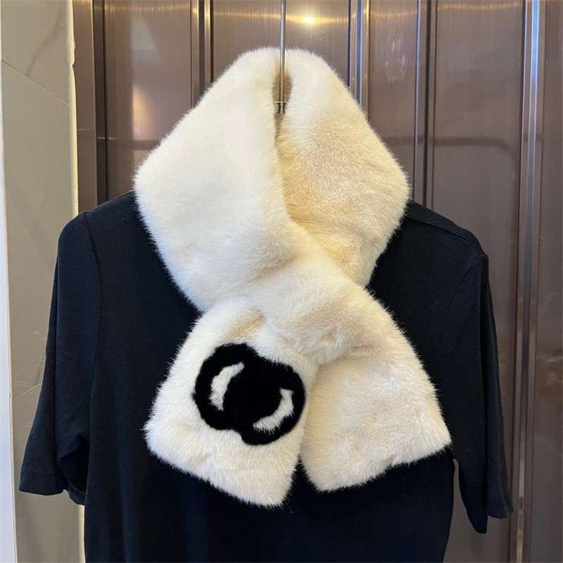 Fashion Rabbit Hair Scarf Womens Designer Ring Scarves Winter Ladies Luxury Letters Pashmina Warm Neck Scarf