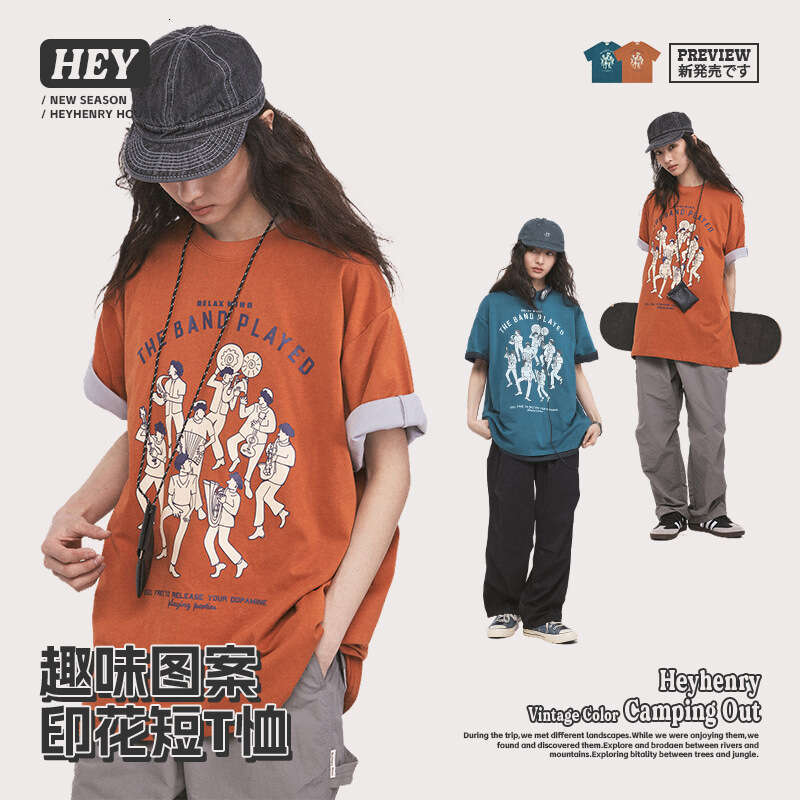 Bestseller Heyhenry Summer New Printed Cotton Short Sleeved T-Shirt Women's Half Sleeve Oversized Top Men's Ddmylion
