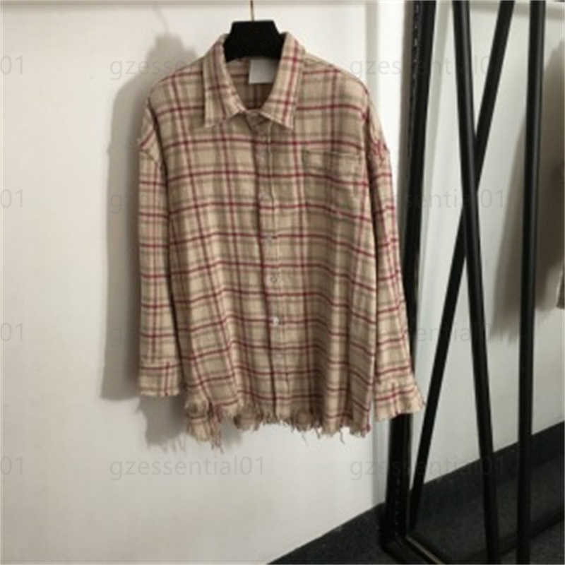 R13 Designer Blouse Femme Shirts Topstylish Woolen Edge Couleur Couleur Plaid Plaid à manches longues 100% Cotton Classics Classics Fashion Women
