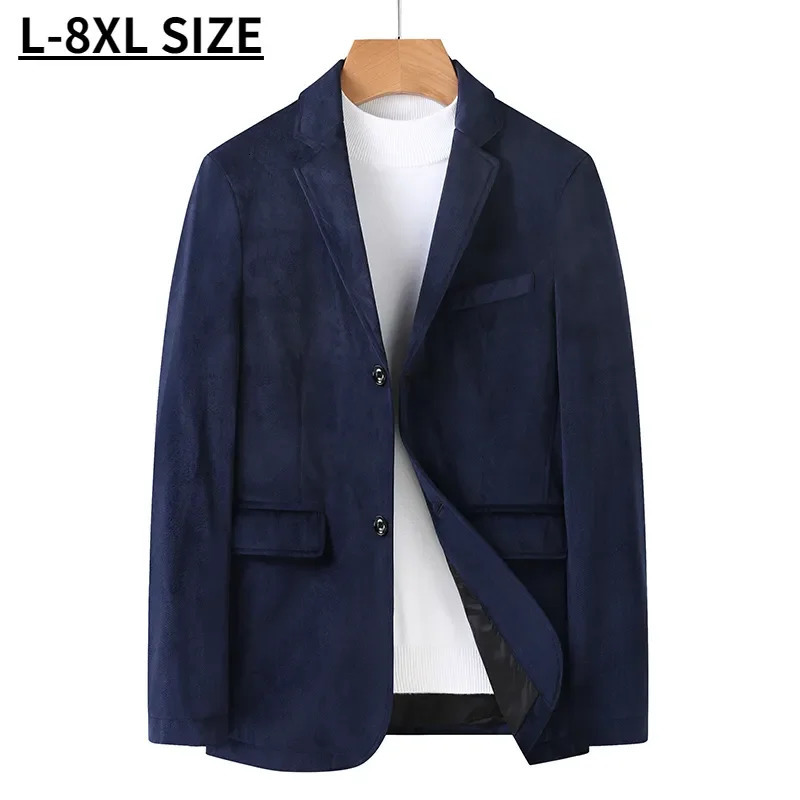 Spring and autumn mens jacket loose fit black blue brown red jacket business casual set mens jacket size 6XL 7XL 8XL 241010