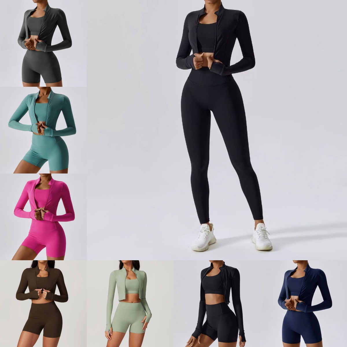 New hot selling women's yoga set three piece vest+pants+jacket set, sports tight fitting fitness suit, running elastic sports set