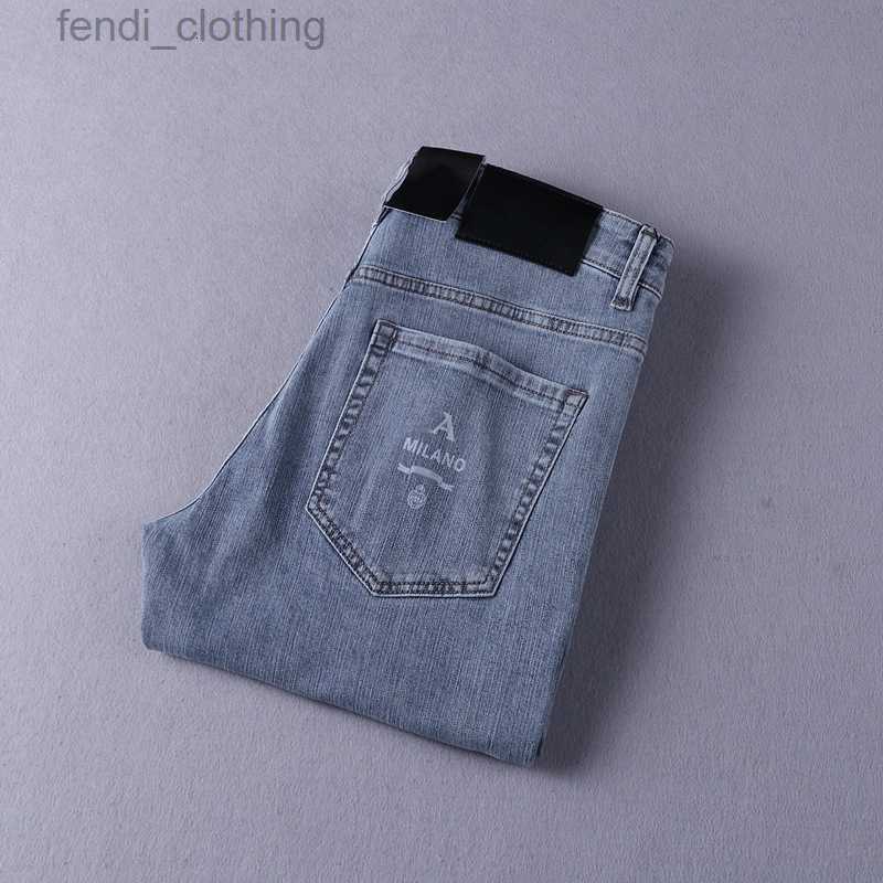 Designers jeans jeans masculin designer marque d'été mince pantalon de jambe droite lâche nouvelle tendance élastique décontractée hommes