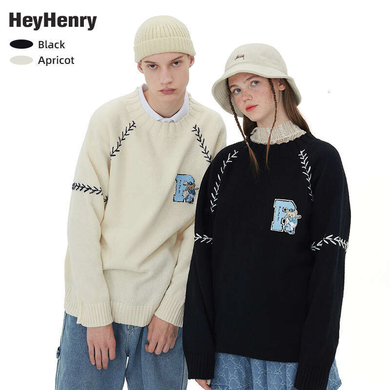 Bestseller Heyhenry Autumn Couple Loose Fitting Age Reducing Top, College Style Temperament, Round Neck Knitted Long Sleeved Sweater For Men Ddmy