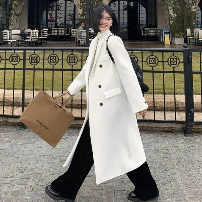 Elegant Womens Knee Down Changbai Wool Coat Winter Womens High Feeling Fashion Double Layer Thick Coat 240930