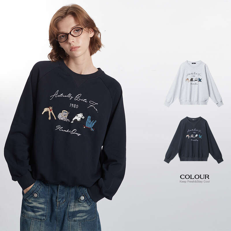 Bestseller Heyhenry 24 Autumn/Winter Round Neck Loose Hoodie Embroidered Design Long Sleeve New Cartoon Top For Women Ddmylion