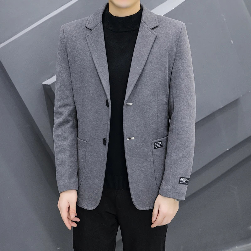 explosive wool autumn and winter solid color thick business casual jacket high-quality and comfortable slim fit mens jacket 241010